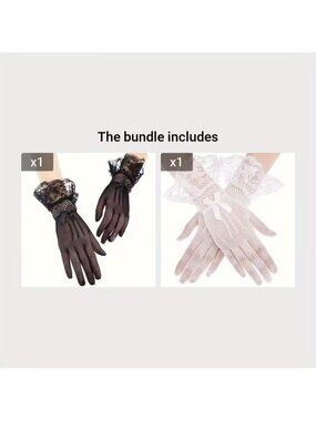 Women's Bride's Gloves Feature Fishnet Lace Trim Perfect for Wedding Ceremonies